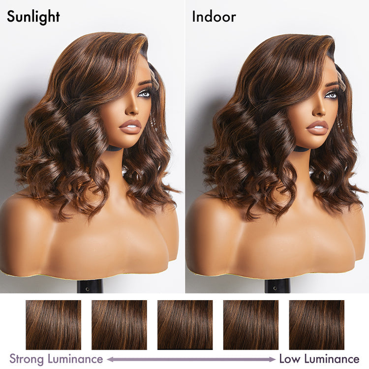 Worth | Ombre Brown Loose Wave Minimalist HD Lace Glueless C Part Short Wig