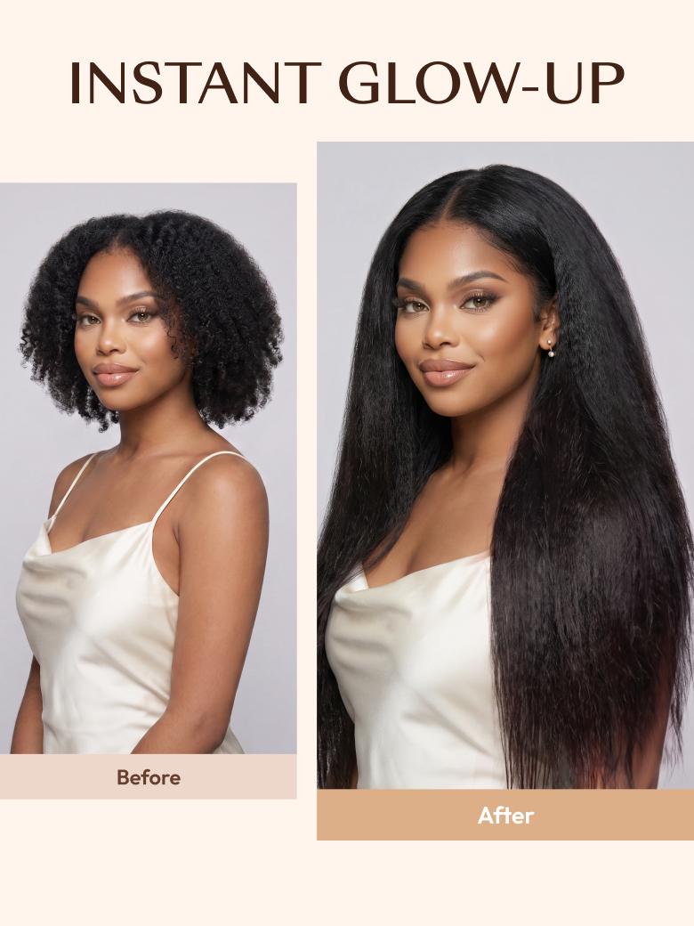 UNice InvisiBlend™ V part Kinky Straight Natural Black Wig Protect Your Natural Hair
