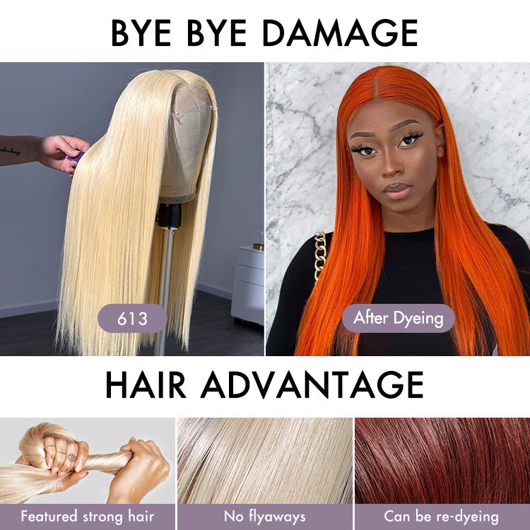 Worth | Blonde 613 Silky Straight 4*4  Silky Straight Wig Pre-cut & Plucked & Bleached