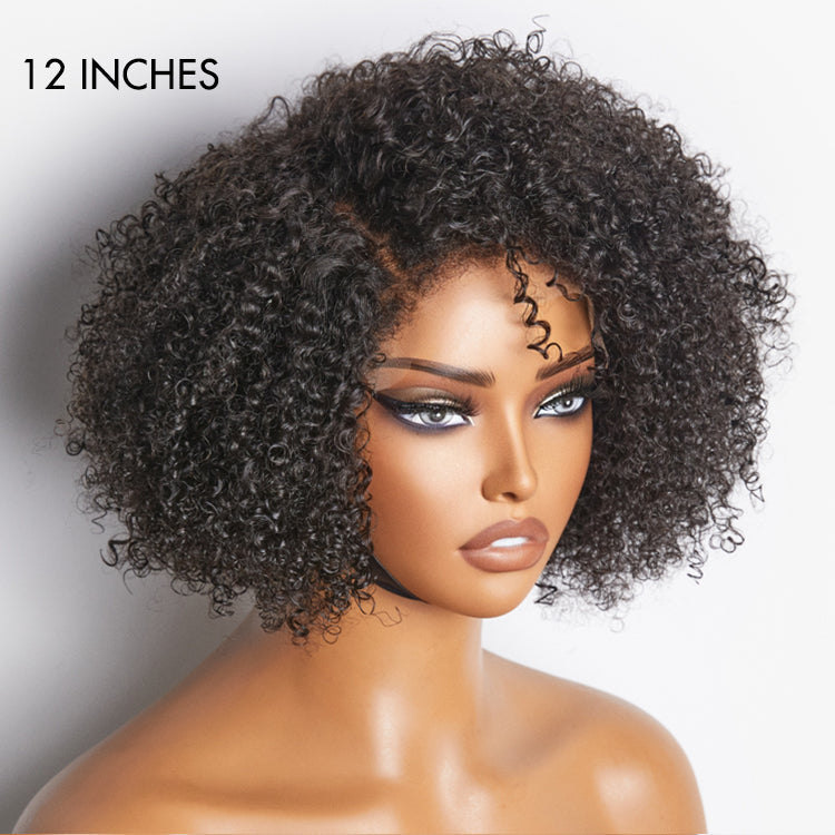 Worth | 4C Edges | Kinky Edges Jerry Curly 5x5 Closure Lace Glueless Short Wig 100% Human Hair