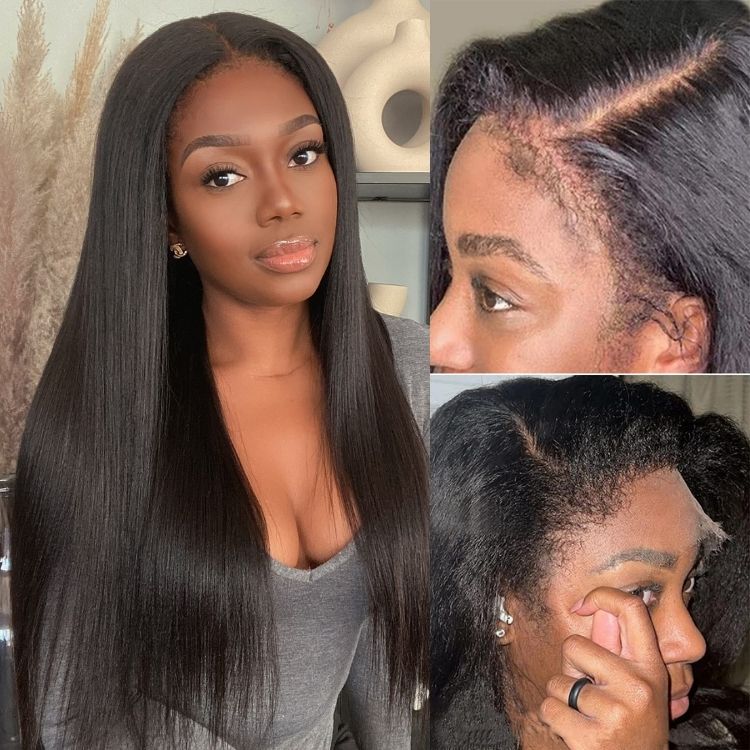 OUTLET | 4C Edges | Natural Yaki Straight Glueless 13x4 Undetectable Lace Front Wig