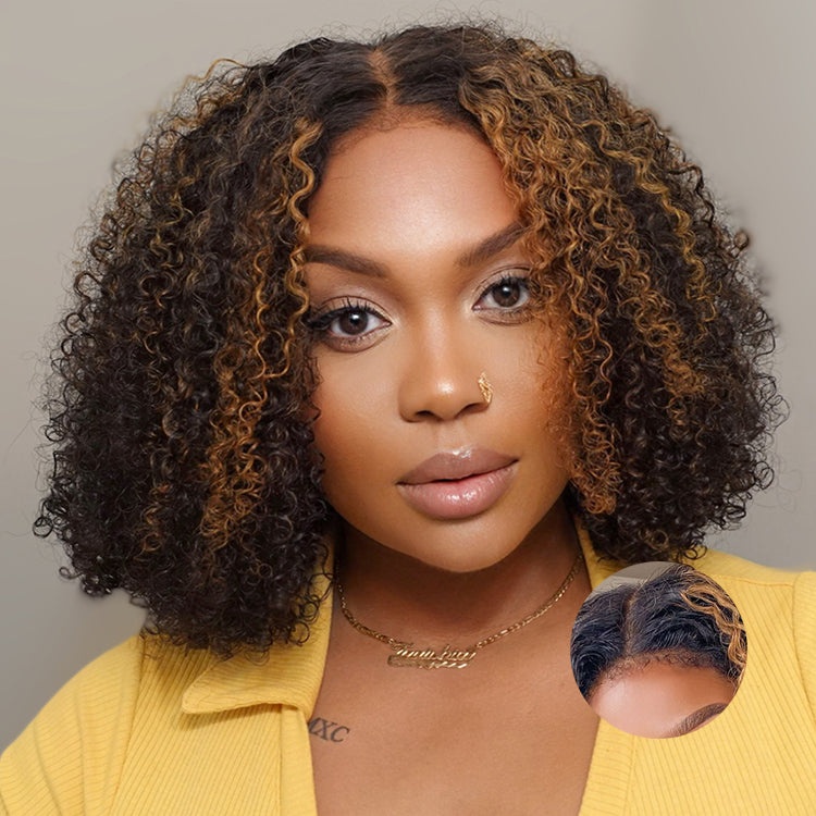 Worth | 4C Edges | Highlight Afro Curls Glueless 5x5 Closure Undetectable HD Lace Wig