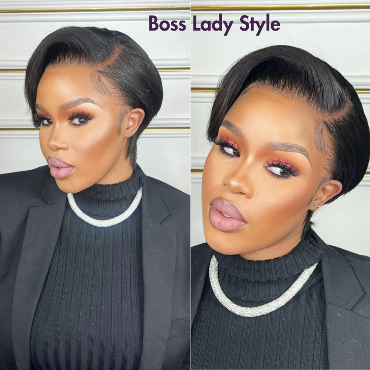 ReadytoGo Pixie Cut Glueless 13x4 Frontal Lace Wig Side Part