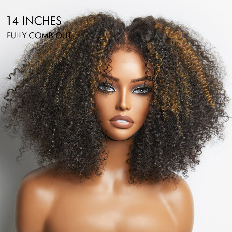 Worth | 4C Edges | Highlight Afro Curls Glueless 5x5 Closure Undetectable HD Lace Wig