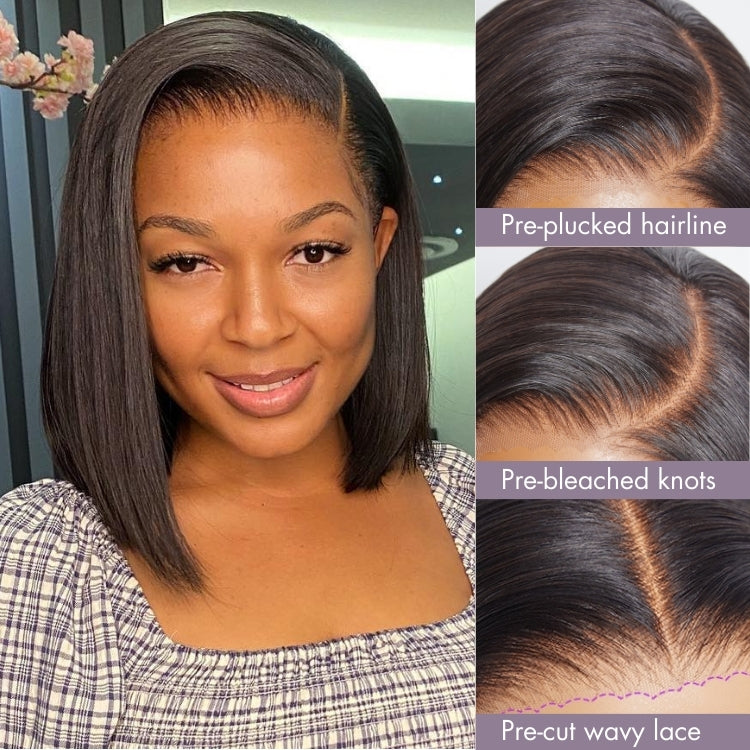 PreMax Wigs | ReadytoGo Side Part Natural Black Glueless Ear-to-ear 13x4 HD Lace Front Wig Pre-Cut Lace Flexi-Fit Drawstring Cap