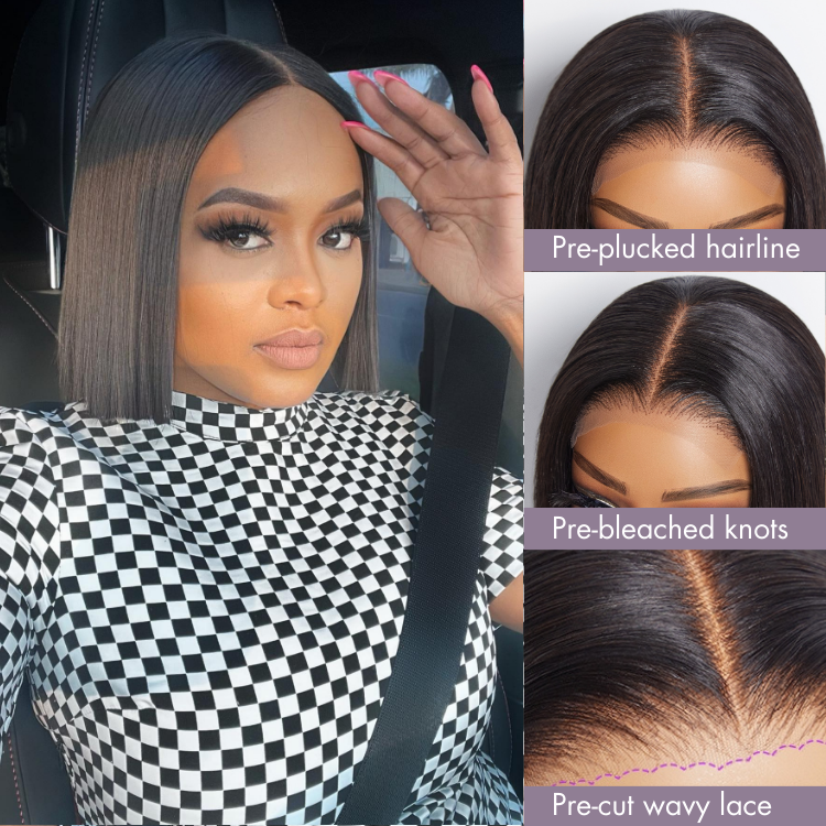 PreMax Wigs | ReadytoGo 4x4 Lace Blunt Cut Bob Wig Bone Straight