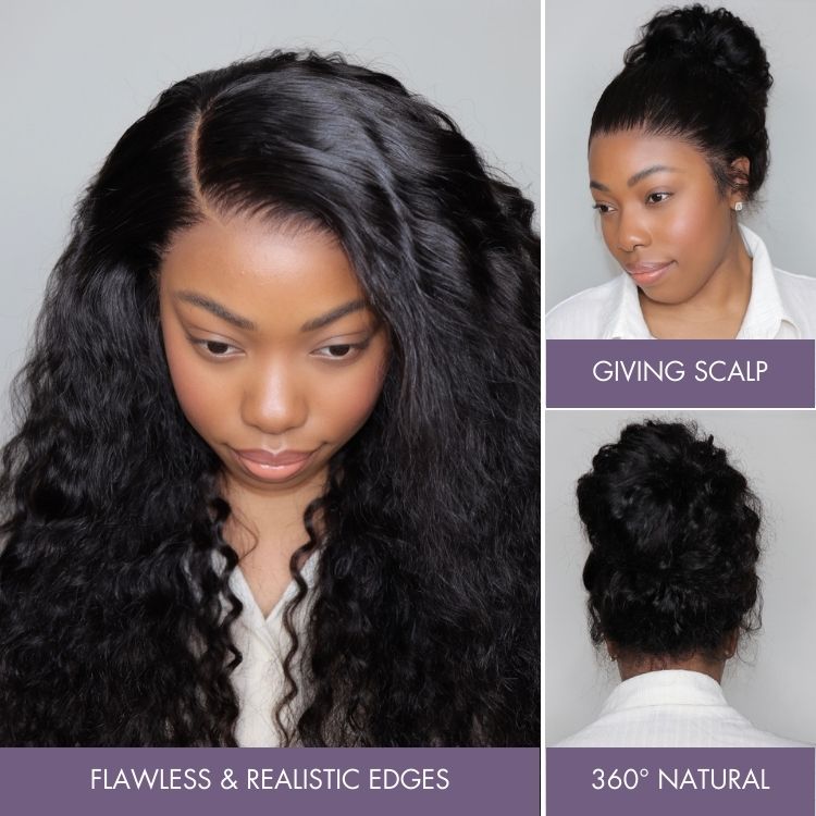 Worth | Water Wave 360 Lace Flexi-Fit Invisi Drawstring Cap Long Wig 100% Human Hair Pre-bleached & Pre-plucked & Pre-Cut Lace