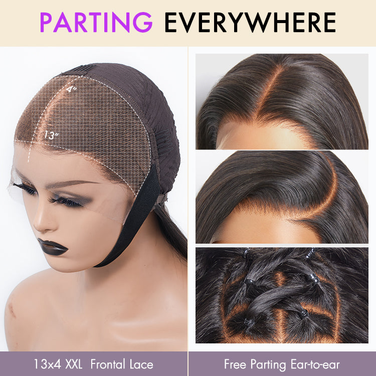 PreMax Wigs | Natural Black / Brown Highlight / Ginger Ombre Super Natural Hairline Silky Blunt Cut Glueless 13x4 Frontal Lace Human Hair Short Bob Wig