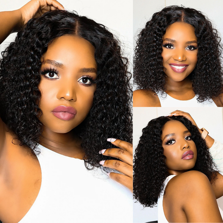 [_mabiyela]'s Special Link 1 Sec Install Wig | 180% Density ReadytoGo Soft Deep Curl Bob Glueless 4x4 Closure Lace Wig