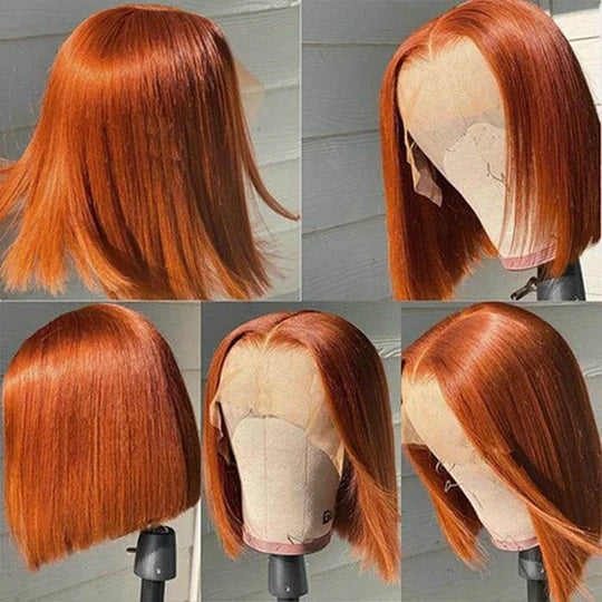 Orange Ginger Color 13x4 HD Lace Front Wigs Short Bob Wig Pre Plucked Natural Baby Hair For Black Women