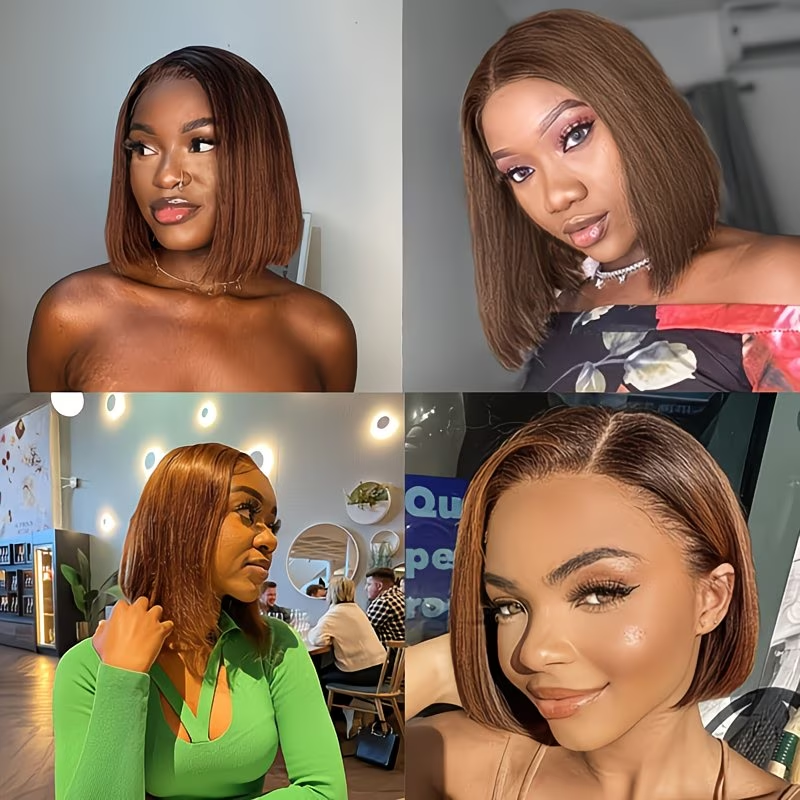 Brown Color Straight 5×5/13x4 Transparent Lace Bob Wig Human Hair