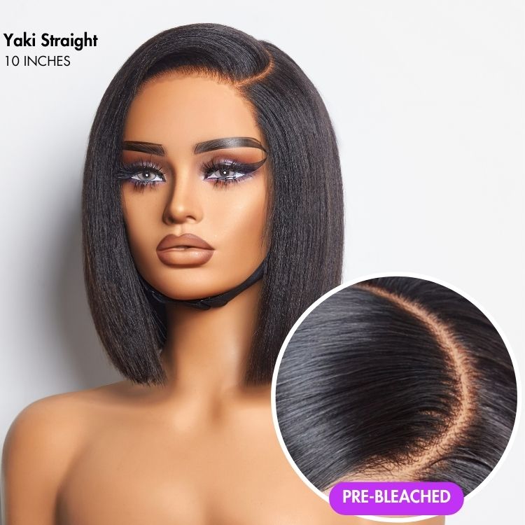Worth | Ultra Full Undetectable HD Lace C Part Yaki Bob Wig 100% Human Hair