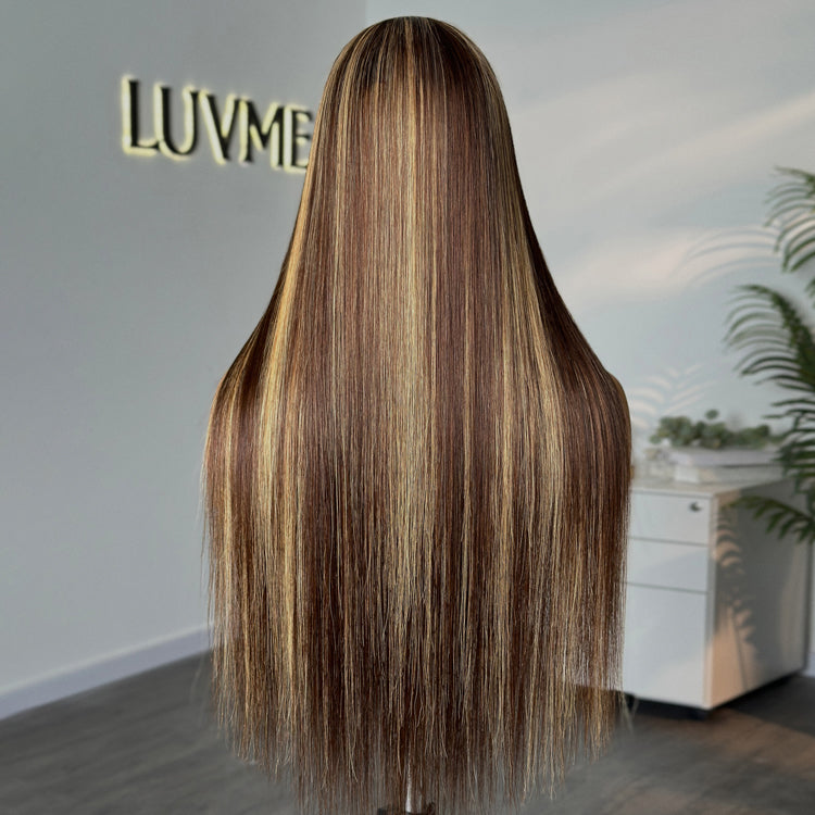 Worth I Honey Blonde Highlight Silky Straight Glueless Undetectable 5x5 Closure Lace Long Wig