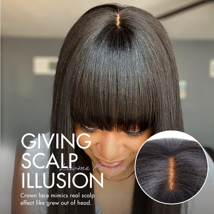 Worth | Breathable Cap Yaki Straight Ultra Natural Minimalist Lace Long Wig with Bangs