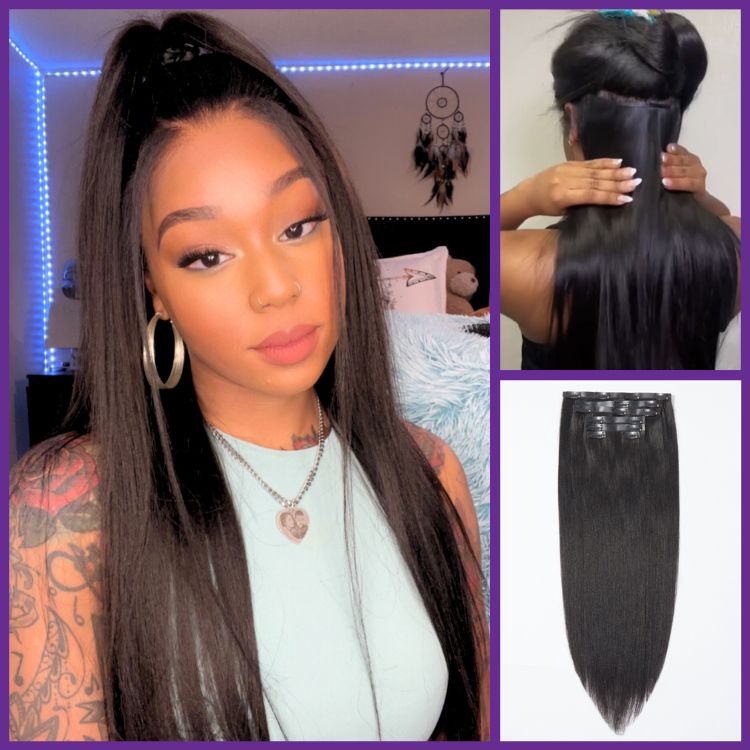Straight / Kinky Straight /  Kinky Curly Clip in Hair Extensions Real Human Hair Pieces 135g