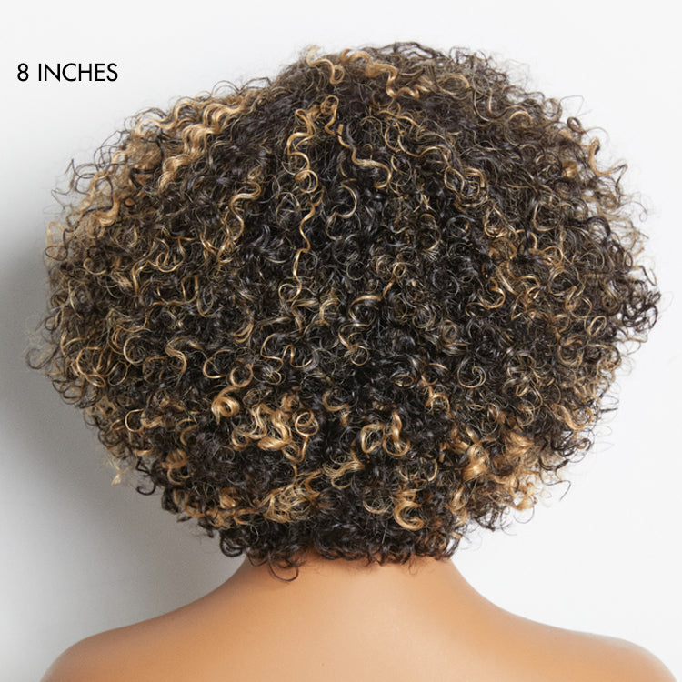 Worth | Honey Blonde Highlight Kinky Curly Glueless Minimalist HD Lace Classic Short Wig