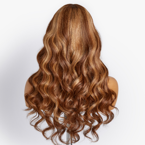 outlet | Caramel Brown Highlight Loose Wave Y-Shape Undetectable HD Lace Wig