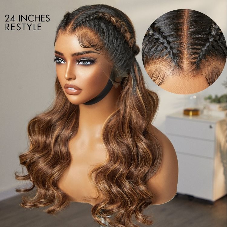 OUTLET I Nature Max Blonde Highlight Loose Body Wave Ear-to-ear Glueless 13x6 Frontal HD Lace Wig Pre-Cut Lace