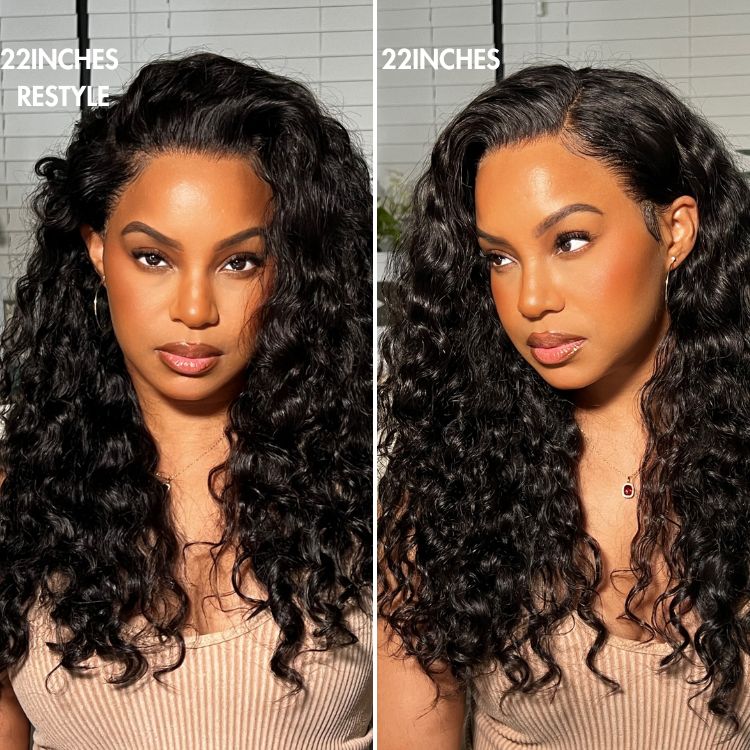special I PreMax 180% / 250% Density | Water Wave 13x4 Glueless Frontal HD Lace Regular Cap & Regular Lace Drawstring Cap Free Part Long Curly Wig 100% Human Hair