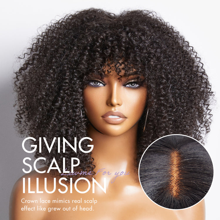 Special Deal | Ready to Go Bouncy Jerry Curl Glueless Minimalist Lace Wig 14 inches with Bangs