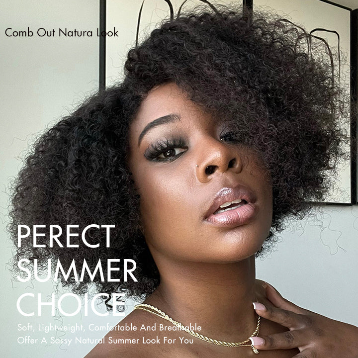 Worth | 4C Edges | Kinky Edges Jerry Curly 5x5 Closure Lace Glueless Short Wig 100% Human Hair
