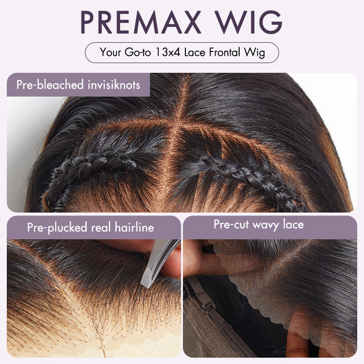 [maggiie.rs]'s Special LinkPreMax Wigs | Brown Highlight Silky Blunt Cut Bob Glueless Lace Wig With Pre-Bleached Pre-Plucked Pre-Cut Lace