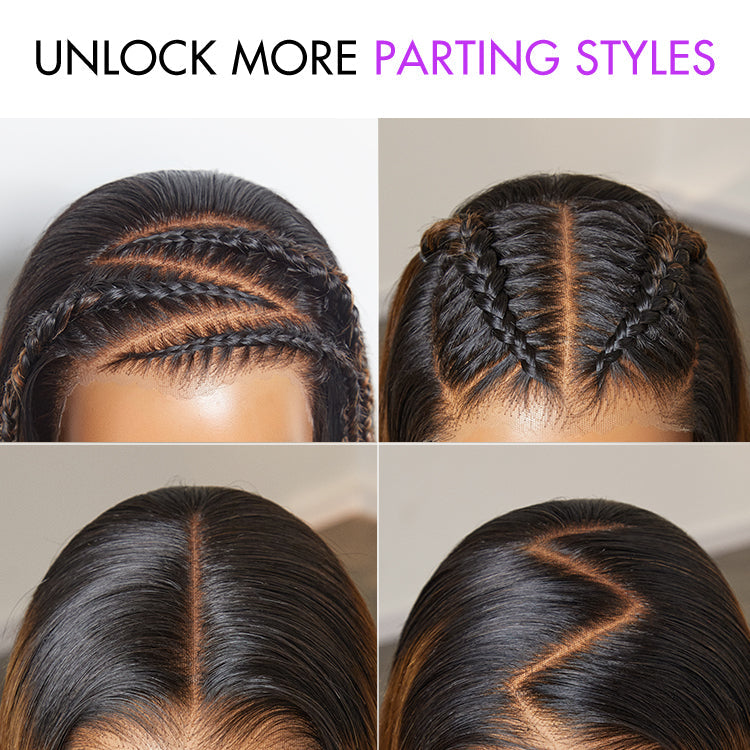 [smatsatsaa]'s Special Link PreMax Wigs | Brown Highlight Silky Blunt Cut Bob Glueless Lace Wig With Pre-Bleached Pre-Plucked Pre-Cut Lace