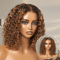 Special | Ombre Brown Highlight / Natural Black Deep Curly Glueless 5x5 Closure Lace Wig Pre-Cut Lace