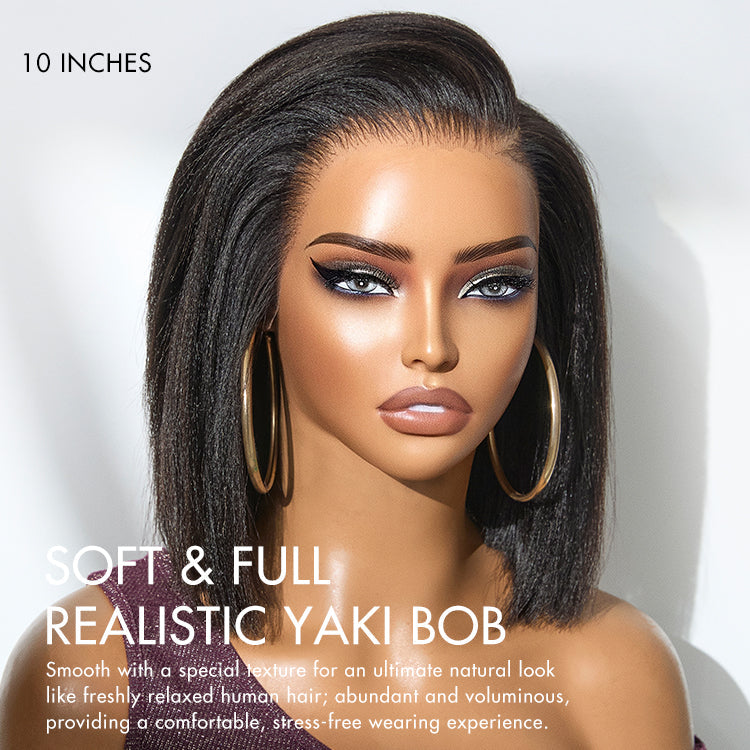 Worth | Yaki Bob Ear-to-Ear Glueless Wide T Lace Short Bob Wig