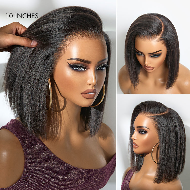 Worth | Yaki Bob Ear-to-Ear Glueless Wide T Lace Short Bob Wig