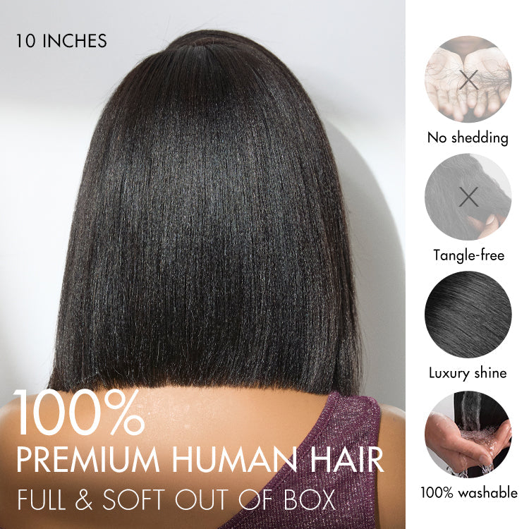Worth | Yaki Bob Ear-to-Ear Glueless Wide T Lace Short Bob Wig