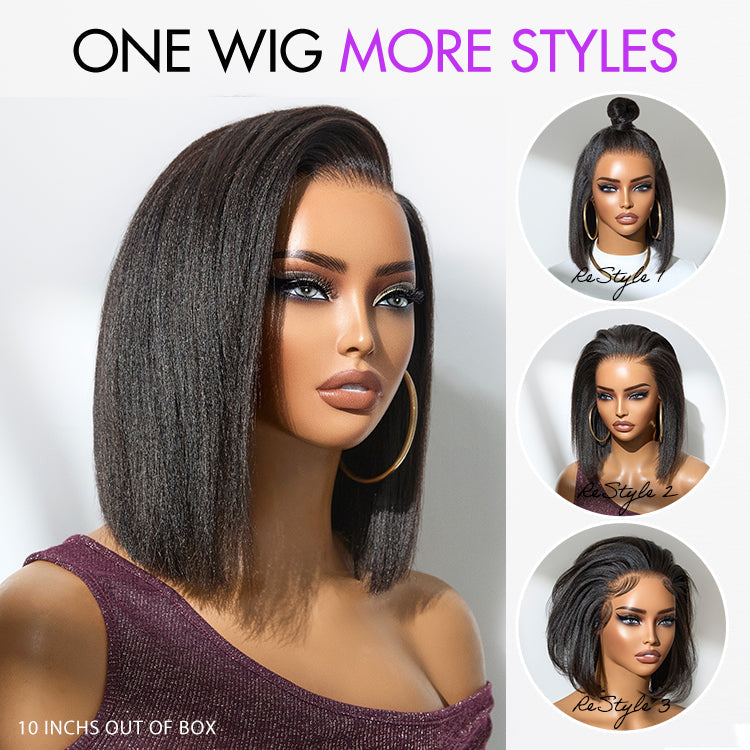 Worth | Yaki Bob Ear-to-Ear Glueless Wide T Lace Short Bob Wig