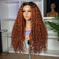 Worth | Copper Brown Water Wave Glueless 5x5 Closure Lace Long Curly Wig