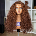 Special Deal | Chesnut Brown Curtain Bangs Water Wave Glueless Lace Wig