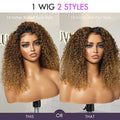 outlet | 1 SEC INSTALL WIG | Sun-kissed Ombre Blonde Kinky Curly Glueless 5x5 Clouse Pre-Cut Lace Shoulder Length Wig