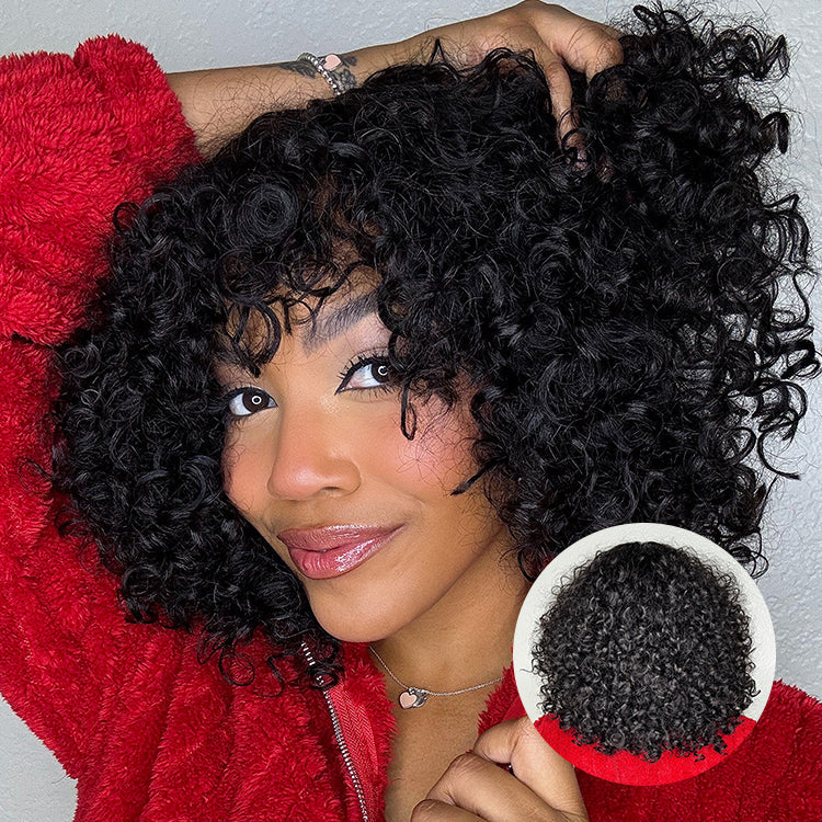 Worth | Throw On & Go Shaggy Style Funmi Curly Glueless Minimalist Lace Wig with Bangs