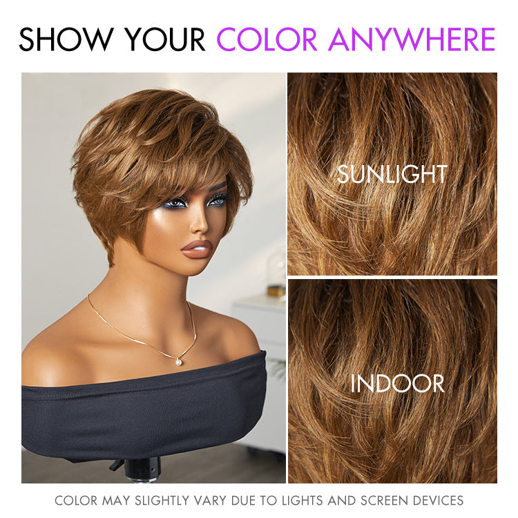 Worth | 4 Inches  | Lightweight Ombre Blonde Mature Boss Pixie Cut Wig Glueless Pre-Cut Minimalist Lace Human Hair Wig