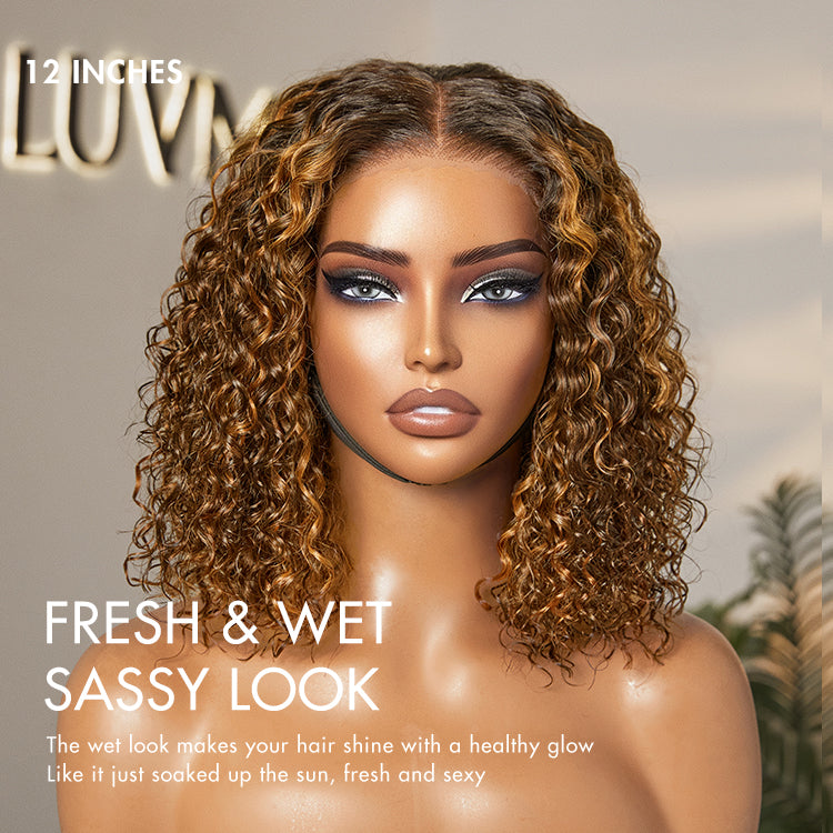 Worth I Brown Highlight Deep Curly Glueless 5x5 Closure Pre-Cut Lace Wig