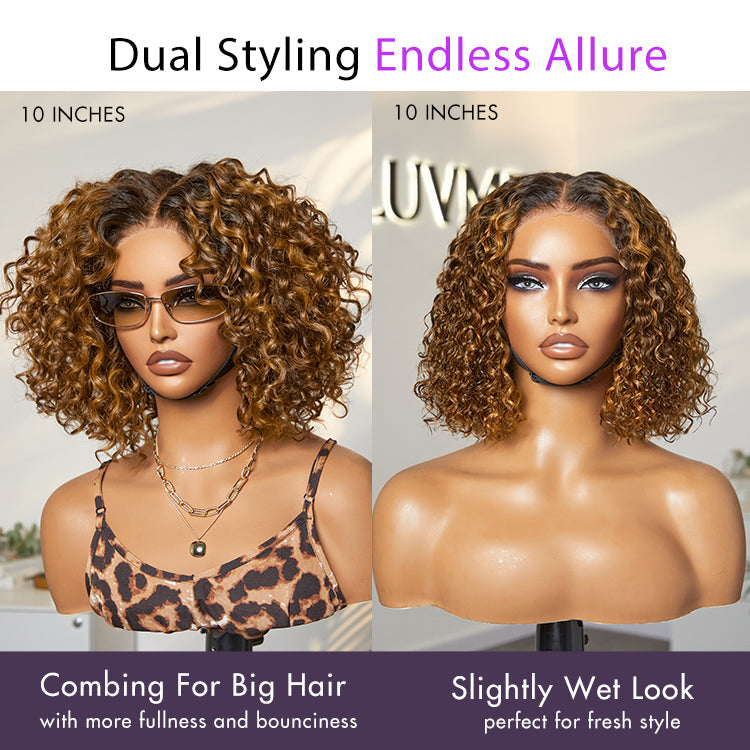 Worth I Brown Highlight Deep Curly Glueless 5x5 Closure Pre-Cut Lace Wig