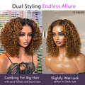 Outlet I Brown Highlight Deep Curly Glueless 5x5 Closure Pre-Cut Lace Wig