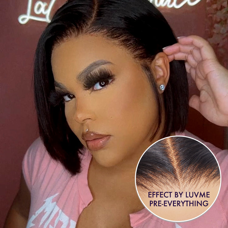 [cynthiamatlaila]'s Special Link PreMax Wigs | Brown Highlight Silky Blunt Cut Bob Glueless Lace Wig With Pre-Bleached Pre-Plucked Pre-Cut Lace