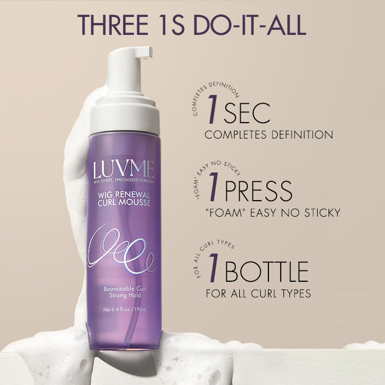 Wig Curl Mousse with Coconut Oil & Shea, Bounceable Curls, Strong Hold, Frizz Control Styling