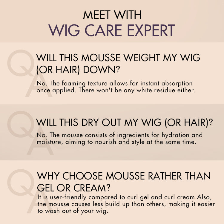 Wig Curl Mousse with Coconut Oil & Shea, Bounceable Curls, Strong Hold, Frizz Control Styling
