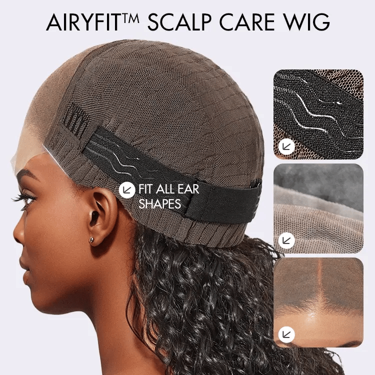 Worth I AiryFit™ Scalp Care Wigs - Blonde Highlight Water Wave Snugfit Glueless 5x5 Closure Lace Long Curly Wig Pre-Cut Lace