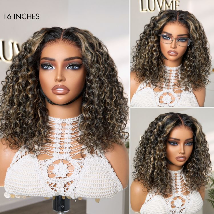 Worth I AiryFit™ Scalp Care Wigs - Blonde Highlight Water Wave Snugfit Glueless 5x5 Closure Lace Long Curly Wig Pre-Cut Lace