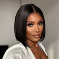 Brazilian Human Hair 4x4 Straight Bob Wigs Pre Cut Lace Closure Wear Go Wigs