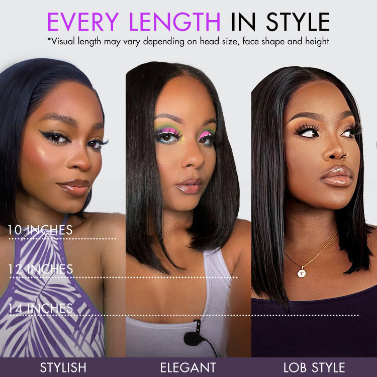 Worth | Yaki Bob Ear-to-Ear Glueless Wide T Lace Short Bob Wig
