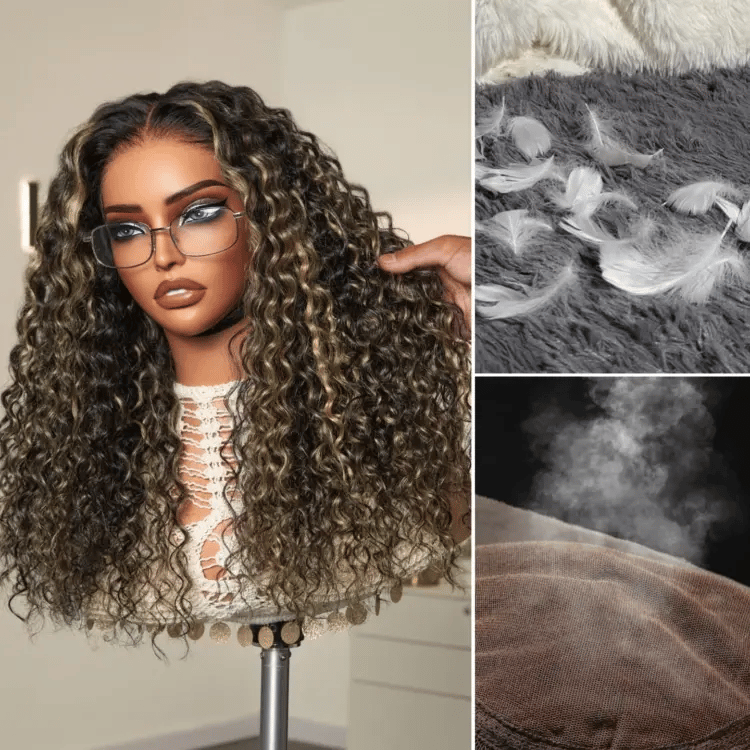 Worth I AiryFit™ Scalp Care Wigs - Blonde Highlight Water Wave Snugfit Glueless 5x5 Closure Lace Long Curly Wig Pre-Cut Lace