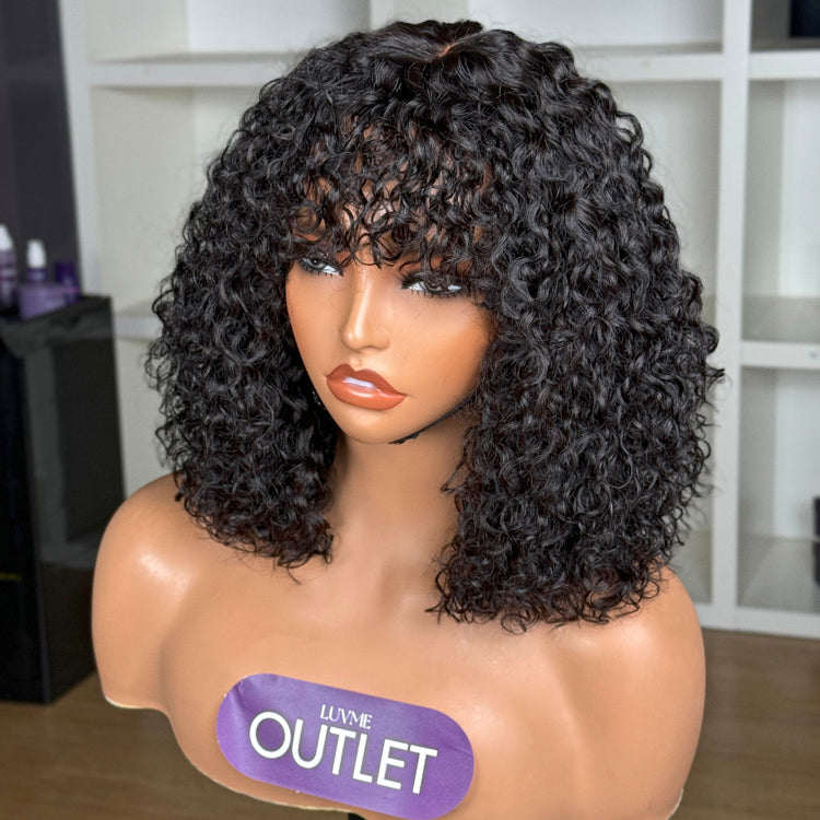 Special Deal | True Scalp Short Water Wave Minimalist Lace Glueless Wig with Curly Bangs