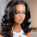 Outlet | Gorgeous Natural Black Loose Wave 13x4 Closure Lace Glueless Short Wig 100% Human Hair